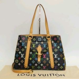 Louis Vuitton Aurelia MM Takashi Murakami Black Multicolore Tote Shoulder Bag